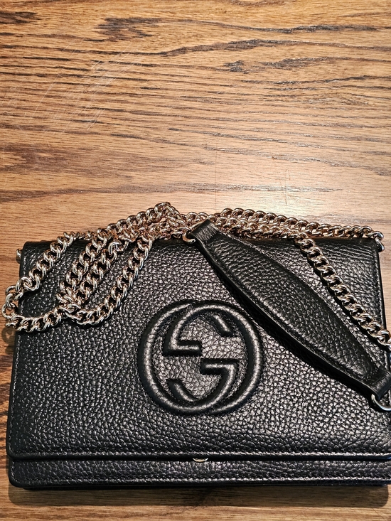 Gucci Handbags - Gucci Black Leather Chain Shoulder Bag